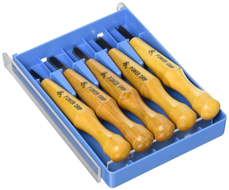 Mikisyo 800152 Miki Shokimono Power Grip Chisel Chisel Set of 5 Transparent Case - Image 1